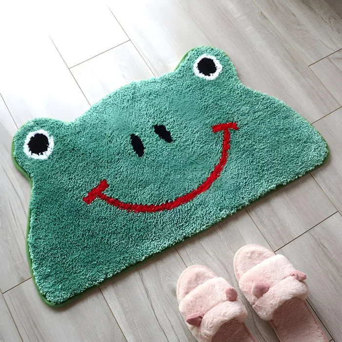 Polipropileno Alfombra Irregular Infantil Tapiz Multicolor con Patrón de Animal para Entrada, Antideslizante – Verde 40 x 70 cm