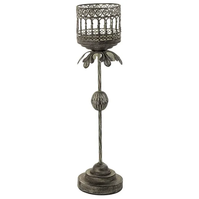 Portavelas de metal marrón 13x13x51.5