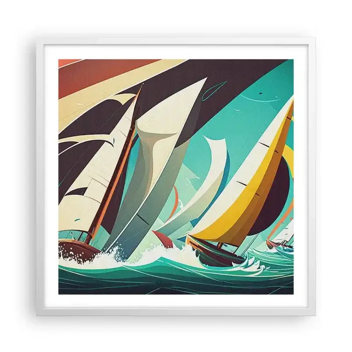 Póster en marco blanco – Afrontar los elementos – 60×60 cm