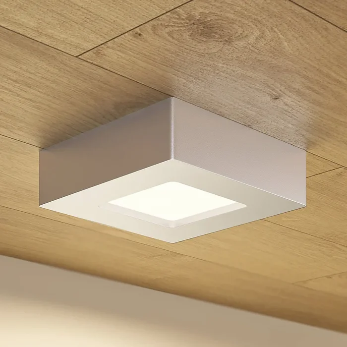 Prios Plafón LED Alette, plata, 12,2 cm, atenuable