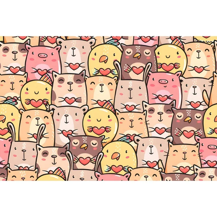 PVC Tapete Irregular Infantil con Patrón de Animales Alfombra Multicolor Antideslizante para Sala – Rosa desnuda 120 x 180 cm