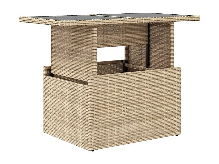 Pyr Mesa de jardín superficie de vidrio ratán PE beige 100x55x73 cm