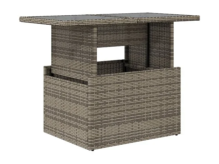 Pyr Mesa de jardín superficie de vidrio ratán PE gris 100x55x73 cm