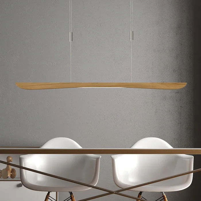 Quitani lámpara colgante LED Hiba, roble natural, longitud 118 cm