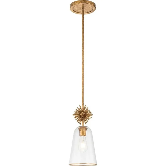 Quoizel – Lámpara colgante STARING 1xE27/40W/230V diá. 18,4 cm dorado/pátina/transparente