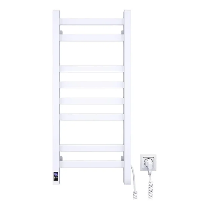 Radiador toallero para baño AVANGARD con termostato 251W/230V, 80,6 cm, IP44, blanco, conexión derecha, diseño cuadrado