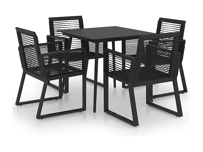 Ralvir Juego de comedor para jardín 5 piezas ratán PVC negro