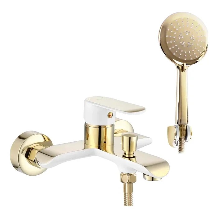 REA-B9932 – Set para bañera BLOOM blanco mate/dorado