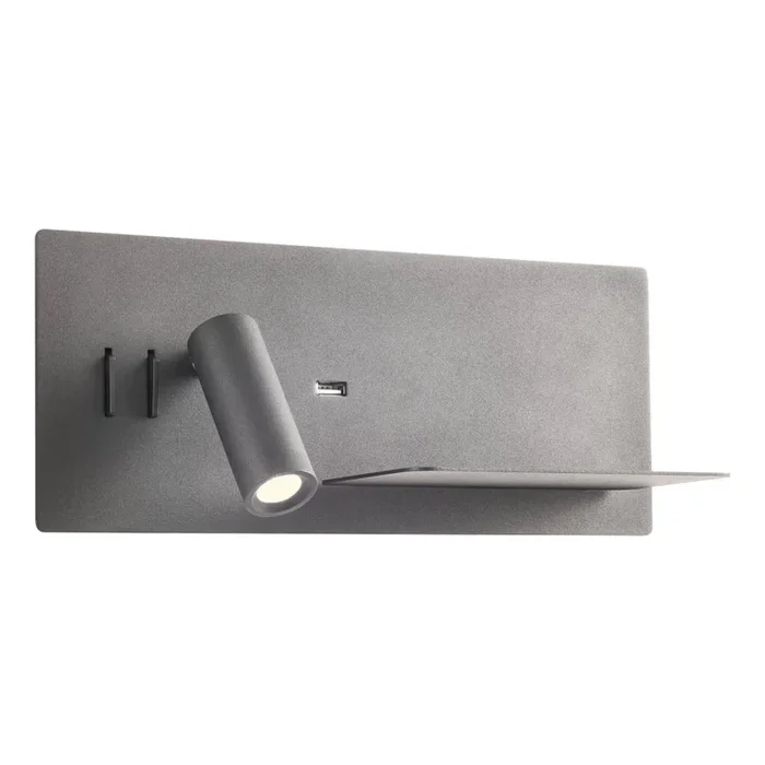 Redo 01-3316 – Foco LED de pared BROOK LED/8W/230V + LED/3W USB CRI 90 negro derecho