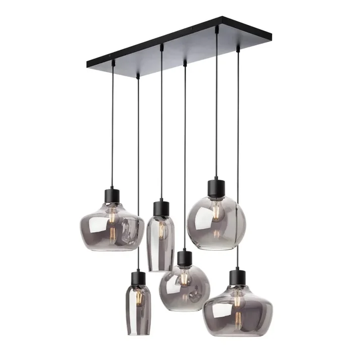 Redo 01-4047 – Lámpara colgante ATLANTIS 6xE27/42W/230V negro