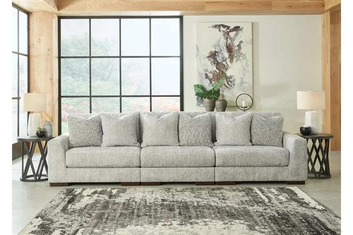 Regent Park Pewter 3-Piece Modular Sofa