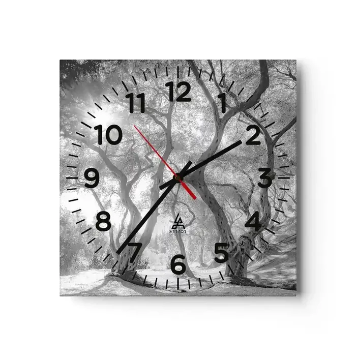 Reloj de pared – Reloj de vidrio – En un olivar – 40×40 cm