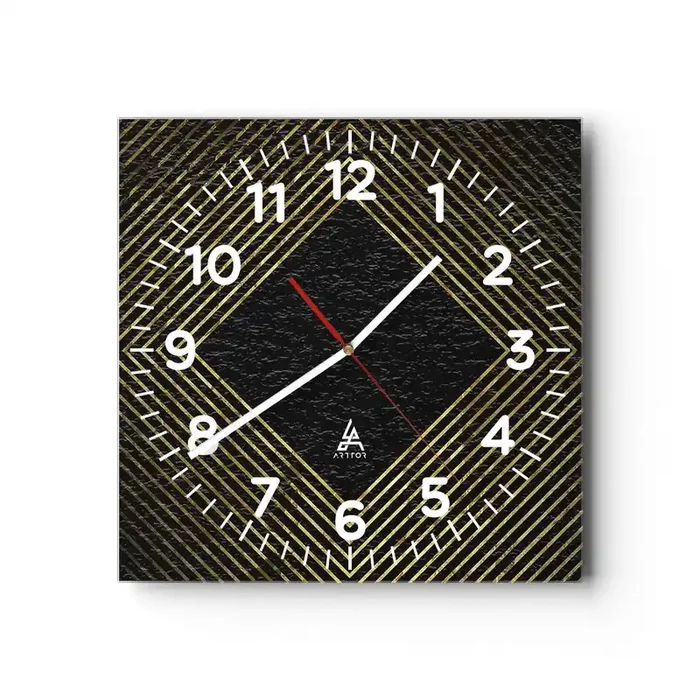 Reloj de pared – Reloj de vidrio – Geometría al estilo glamour – 30×30 cm