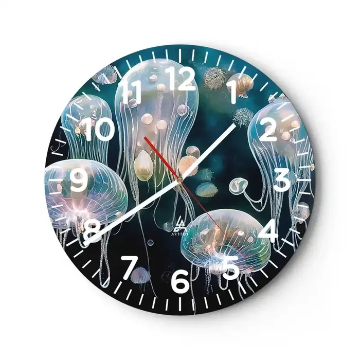 Reloj de pared – Reloj de vidrio – Globos submarinos – 40×40 cm