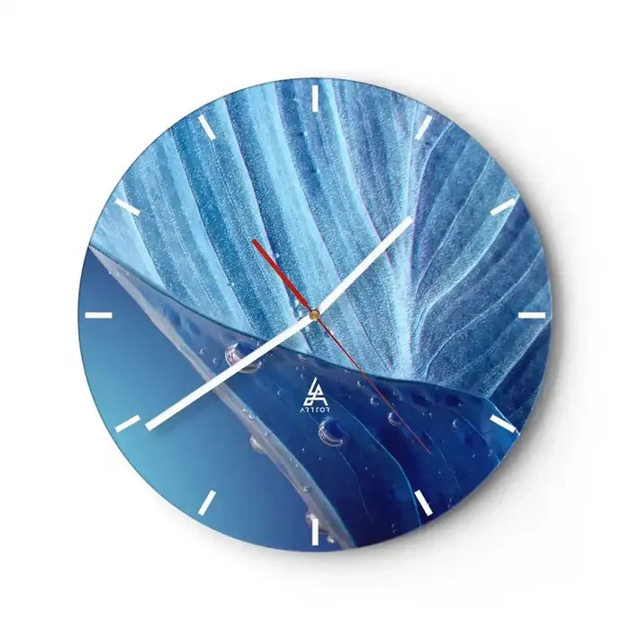 Reloj de pared – Reloj de vidrio – Gotas ocultas de azul – 40×40 cm