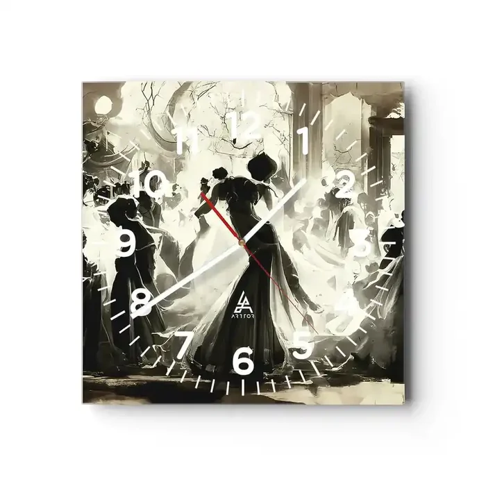 Reloj de pared – Reloj de vidrio – Gran mascarada – 30×30 cm