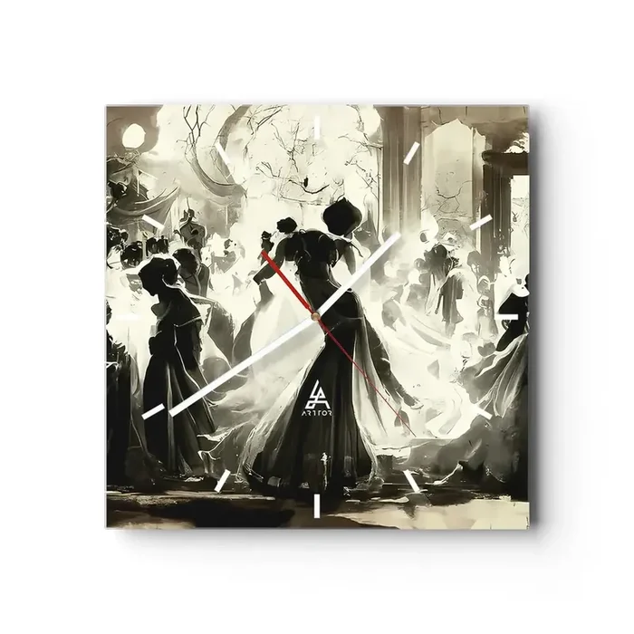 Reloj de pared – Reloj de vidrio – Gran mascarada – 40×40 cm