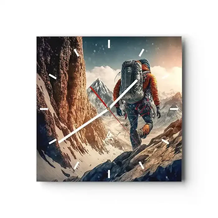 Reloj de pared – Reloj de vidrio – Guerrero solitario – 40×40 cm