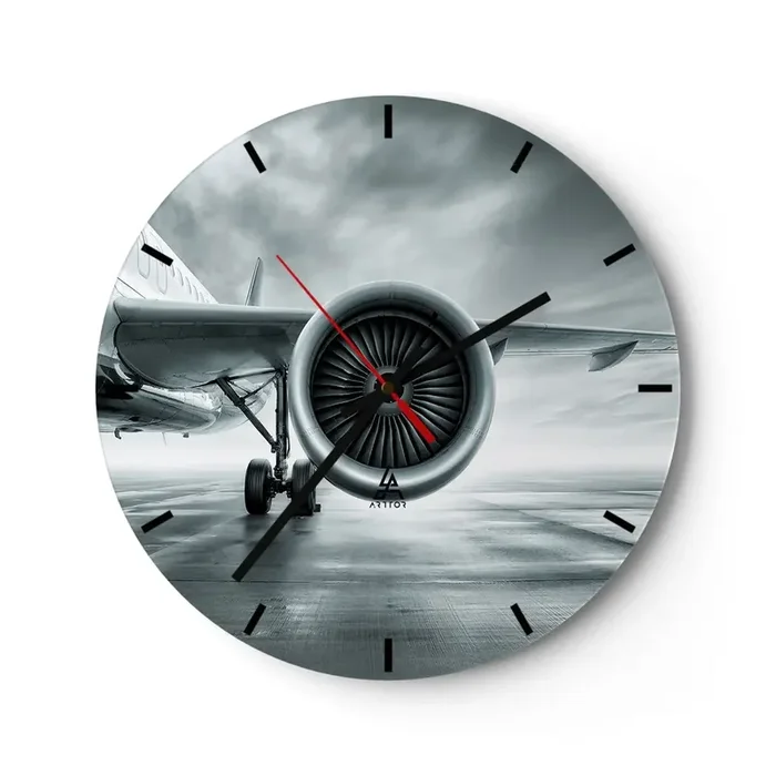 Reloj de pared – Reloj de vidrio – Hay poder – 40×40 cm
