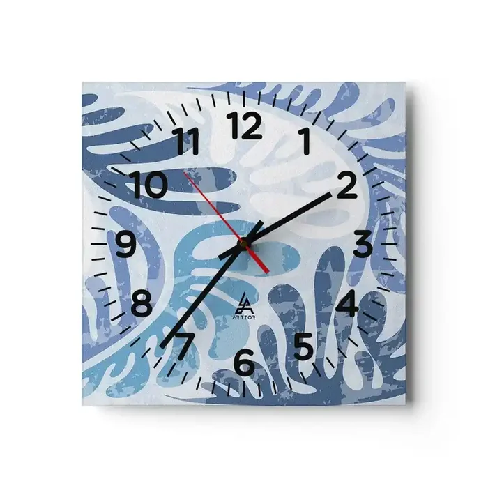 Reloj de pared – Reloj de vidrio – Helechos azules – 40×40 cm