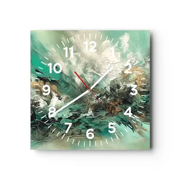 Reloj de pared – Reloj de vidrio – Hervor negro esmeralda – 40×40 cm