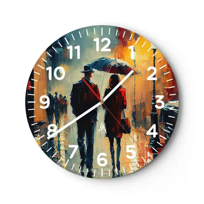 Reloj de pared – Reloj de vidrio – Historia de amor urbana – 40×40 cm