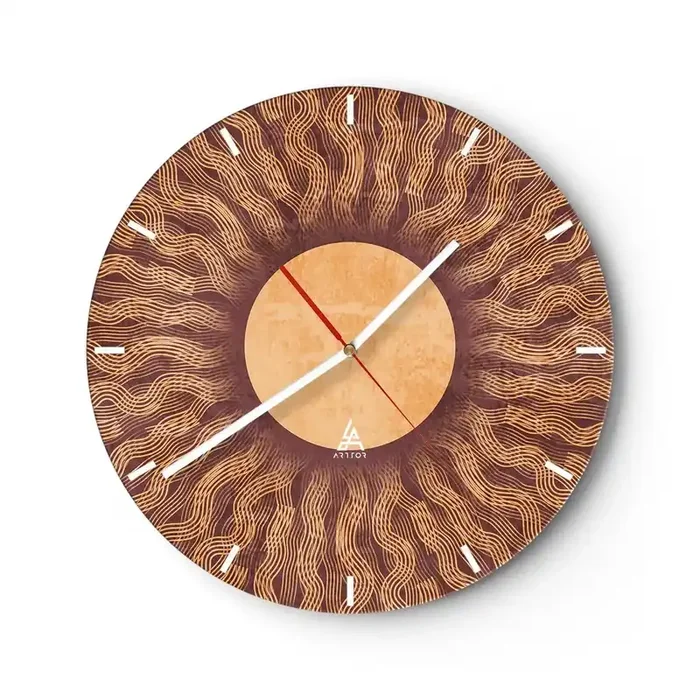 Reloj de pared – Reloj de vidrio – Icono del sol – 40×40 cm