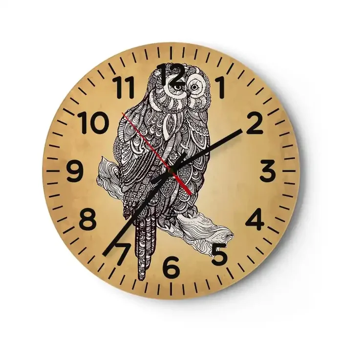 Reloj de pared – Reloj de vidrio – Intrincados ornamentos de sabiduría – 40×40 cm