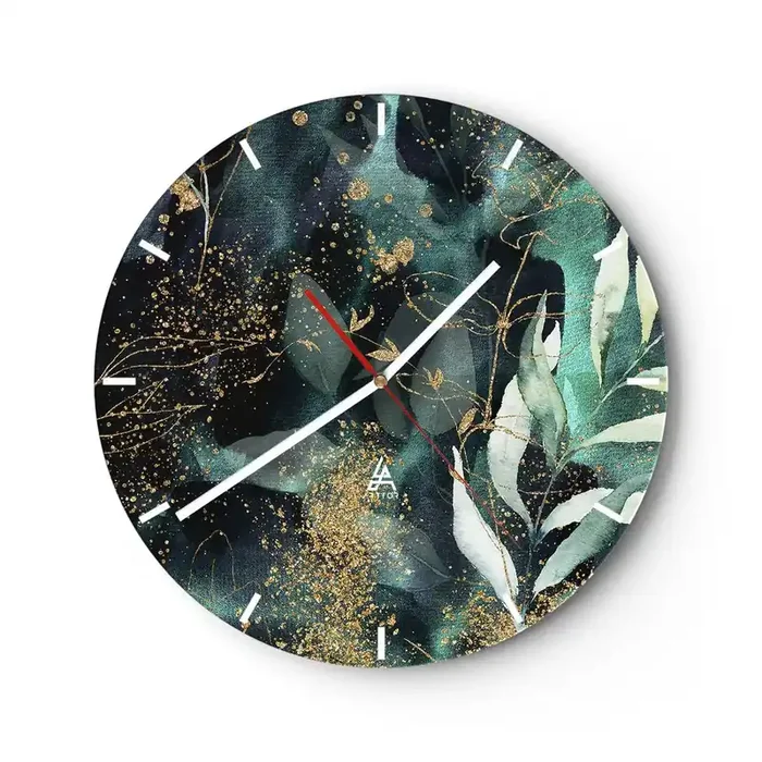 Reloj de pared – Reloj de vidrio – Jardín encantado – 40×40 cm
