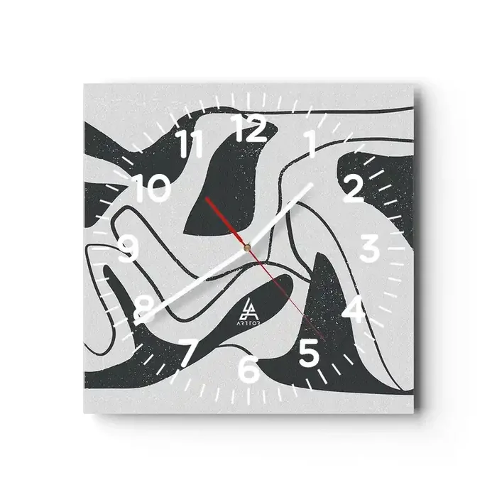 Reloj de pared – Reloj de vidrio – Juego abstracto en un laberinto – 30×30 cm