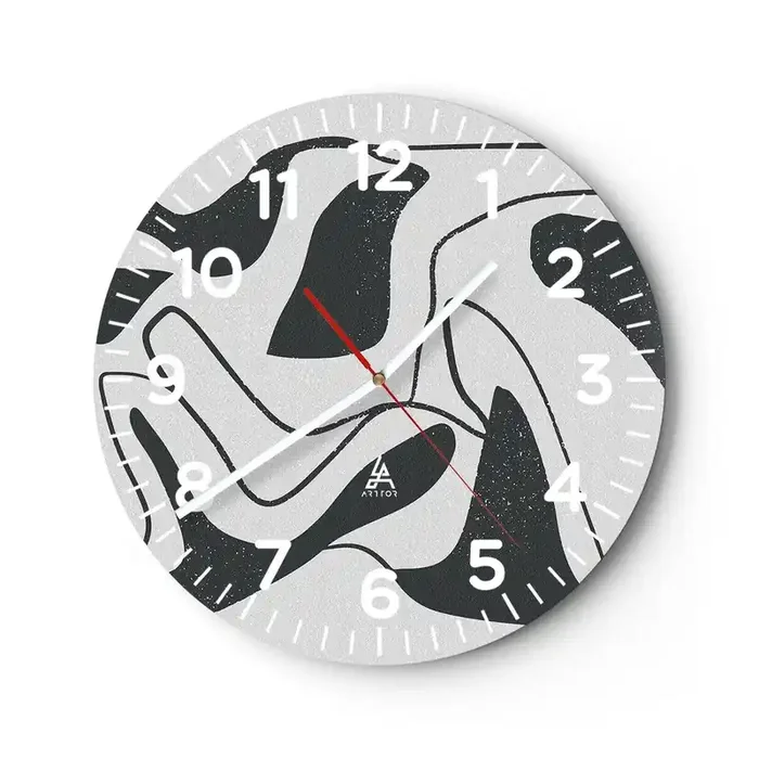 Reloj de pared – Reloj de vidrio – Juego abstracto en un laberinto – 40×40 cm
