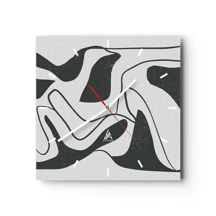 Reloj de pared – Reloj de vidrio – Juego abstracto en un laberinto – 40×40 cm