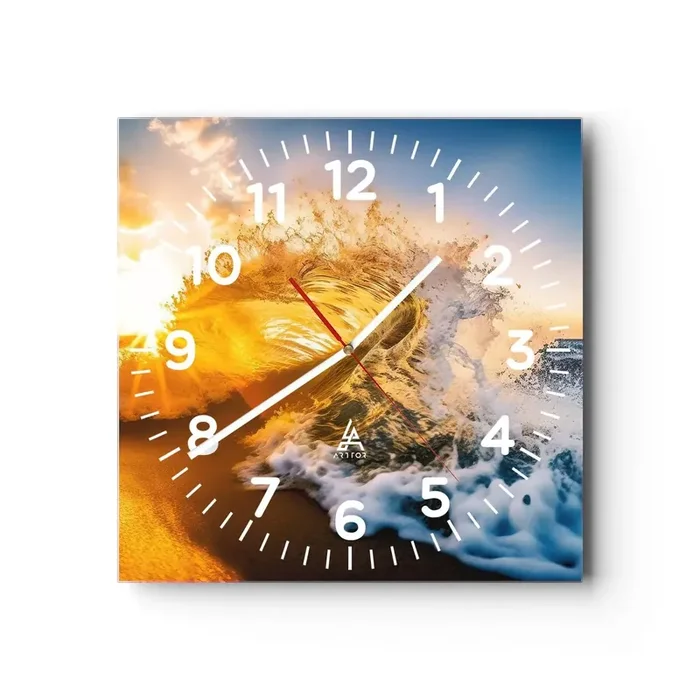 Reloj de pared – Reloj de vidrio – Jugando en la arena – 40×40 cm