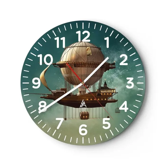 Reloj de pared – Reloj de vidrio – Julio Verne saluda – 30×30 cm