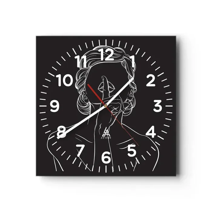 Reloj de pared – Reloj de vidrio – La belleza florece en silencio – 30×30 cm