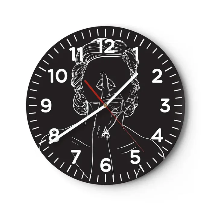 Reloj de pared – Reloj de vidrio – La belleza florece en silencio – 40×40 cm