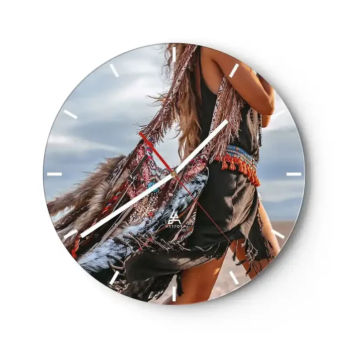 Reloj de pared – Reloj de vidrio – La chamana – 40×40 cm