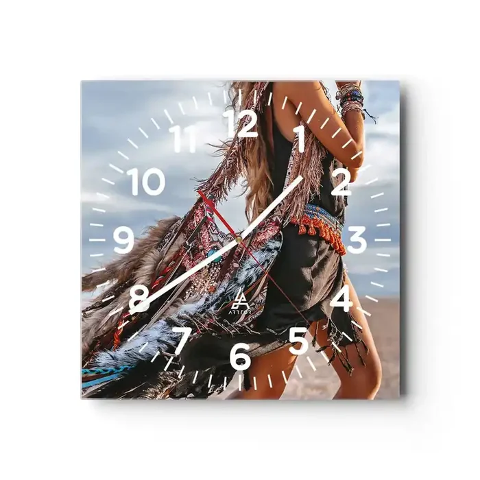 Reloj de pared – Reloj de vidrio – La chamana – 40×40 cm