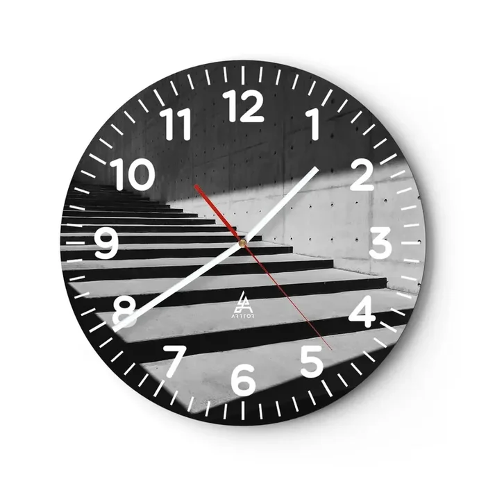 Reloj de pared – Reloj de vidrio – La cruda belleza del modernismo – 30×30 cm