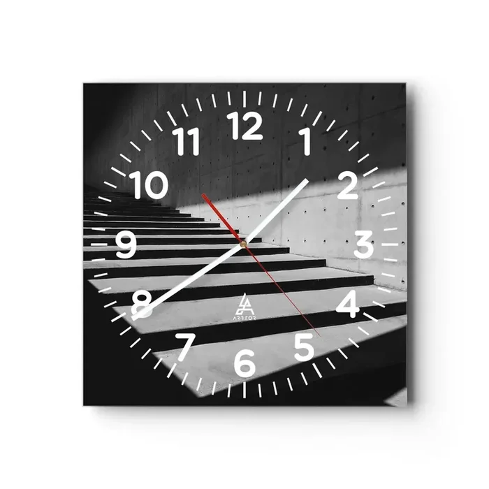 Reloj de pared – Reloj de vidrio – La cruda belleza del modernismo – 40×40 cm