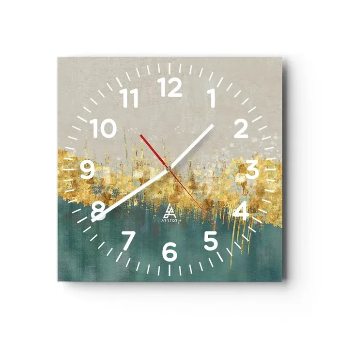 Reloj de pared – Reloj de vidrio – La frontera dorada – 40×40 cm