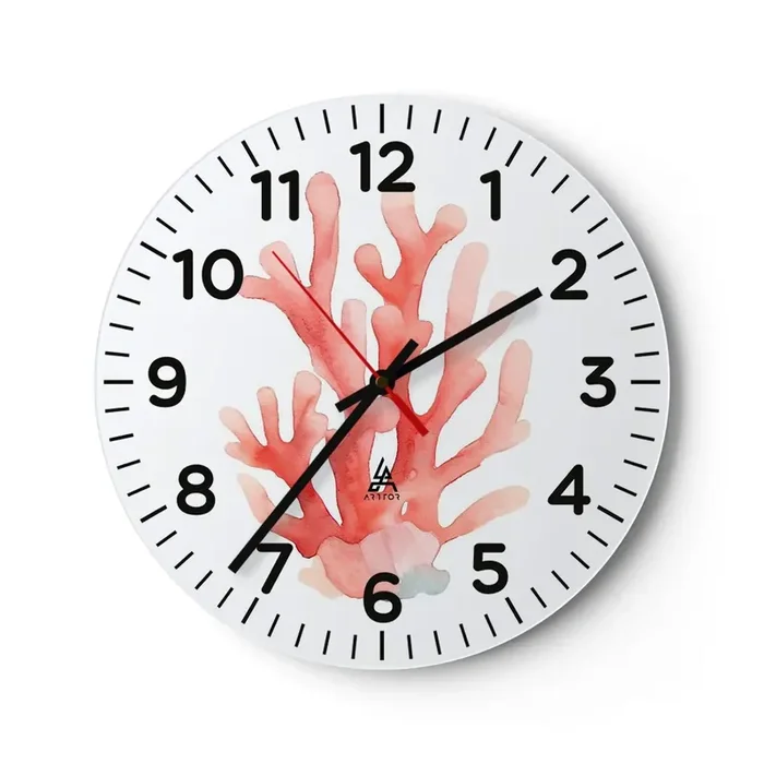 Reloj de pared – Reloj de vidrio – La hermosura del color coral – 40×40 cm
