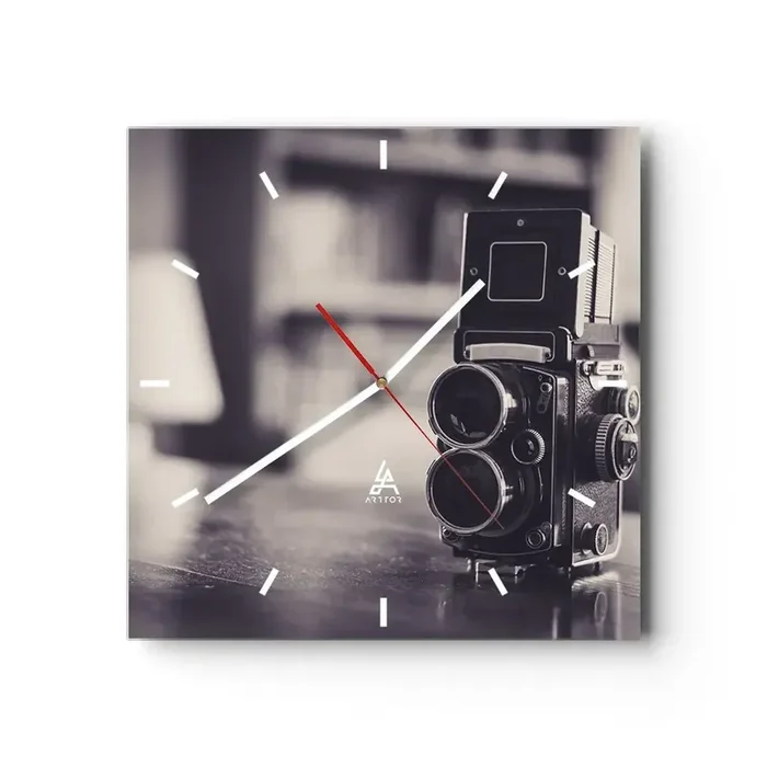 Reloj de pared – Reloj de vidrio – La magia de la fotografía antigua – 40×40 cm