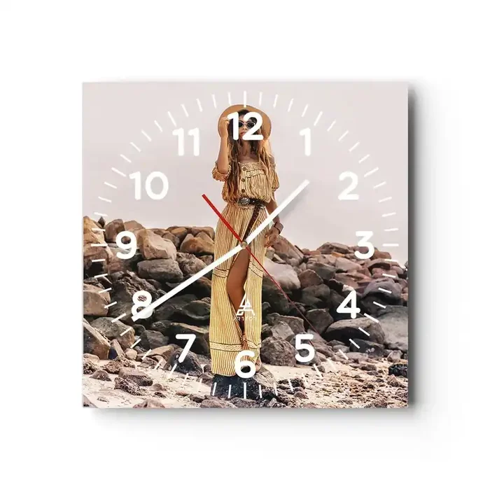 Reloj de pared – Reloj de vidrio – La magia de las piedras – 30×30 cm