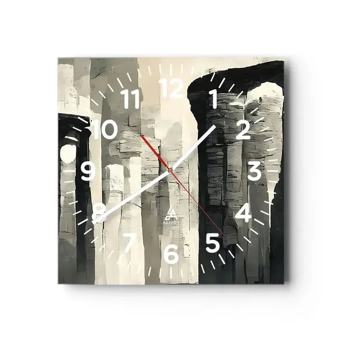 Reloj de pared – Reloj de vidrio – La majestuosidad de la antigüedad – 30×30 cm