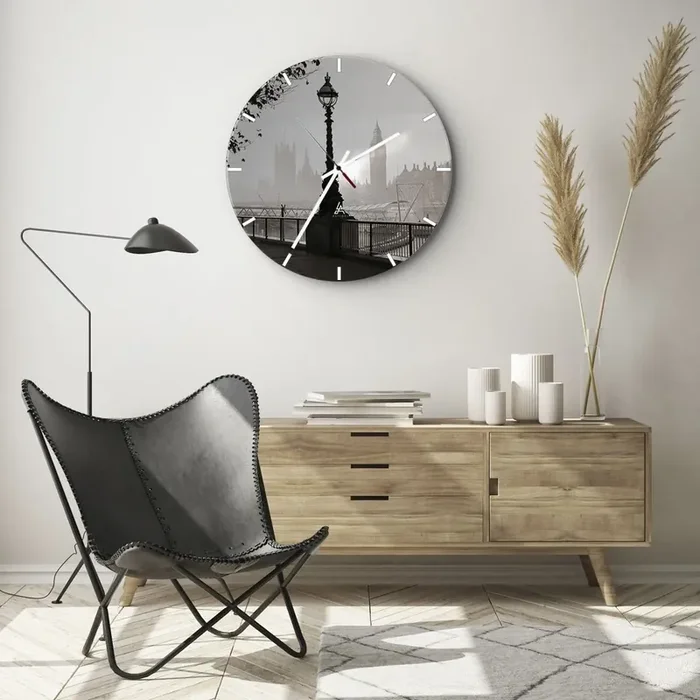 Reloj de pared – Reloj de vidrio – La mañana de Londres – 30×30 cm