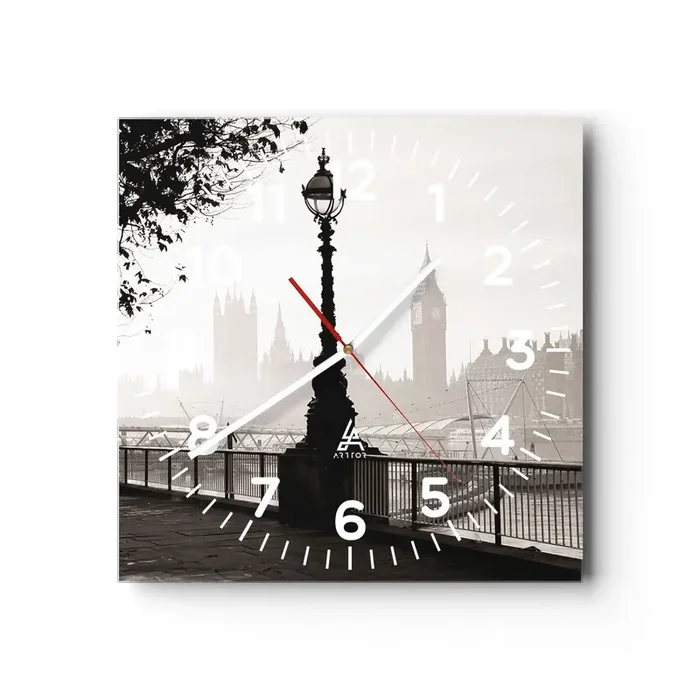 Reloj de pared – Reloj de vidrio – La mañana de Londres – 40×40 cm