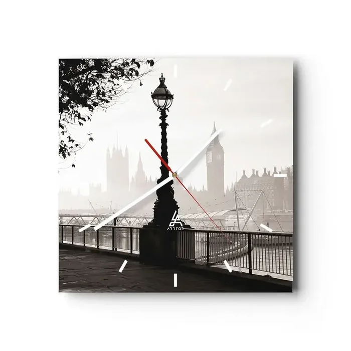 Reloj de pared – Reloj de vidrio – La mañana de Londres – 40×40 cm