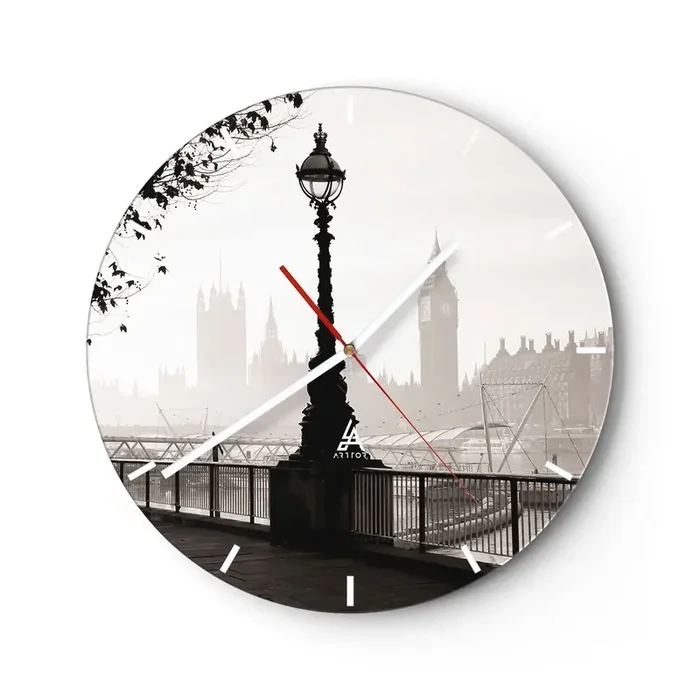 Reloj de pared – Reloj de vidrio – La mañana de Londres – 40×40 cm