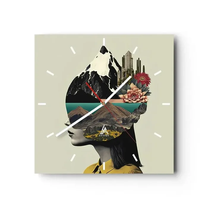 Reloj de pared – Reloj de vidrio – La mujer, siempre un misterio – 40×40 cm